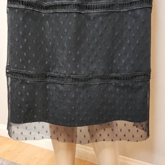 Downeast Mesh Overlay Polka Dot Lace Inset Pull On Skirt Size Small - Picture 12 of 16